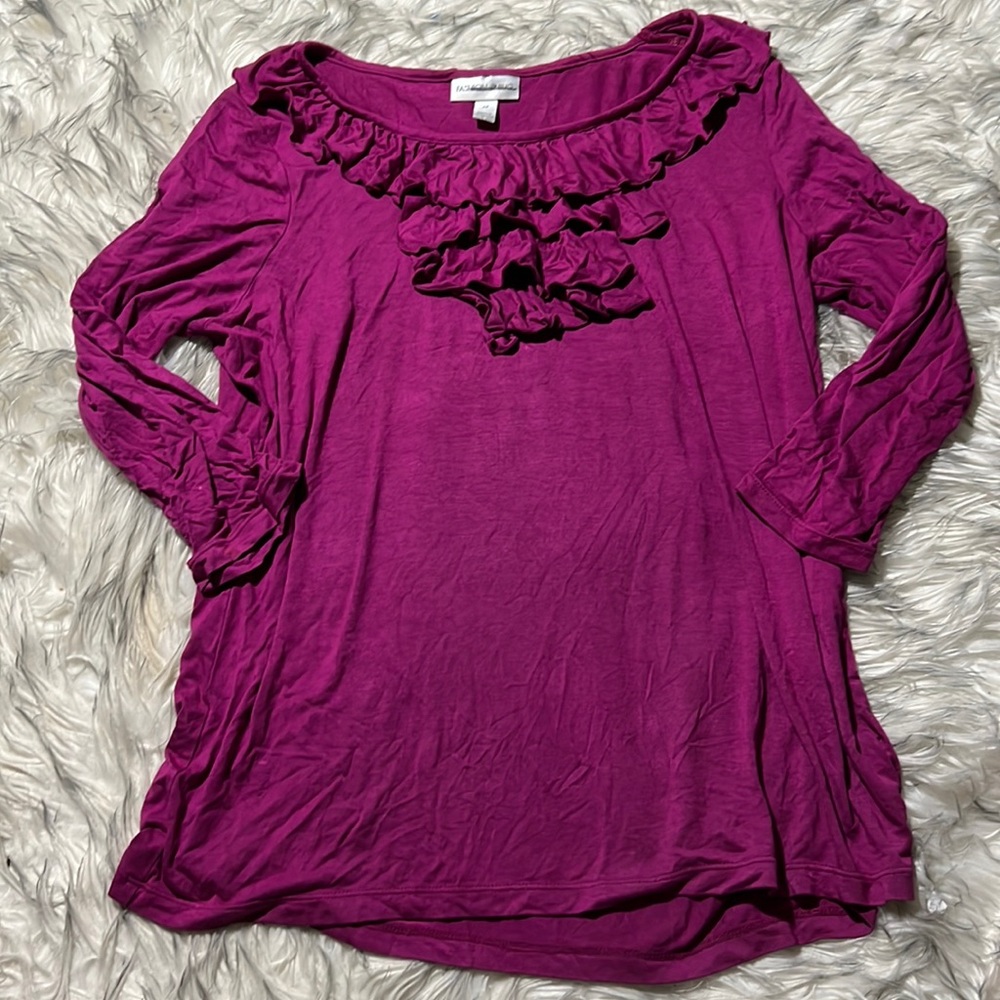 Fashion Bug Women Size Medium Purple Long Sleeve Blouse Top